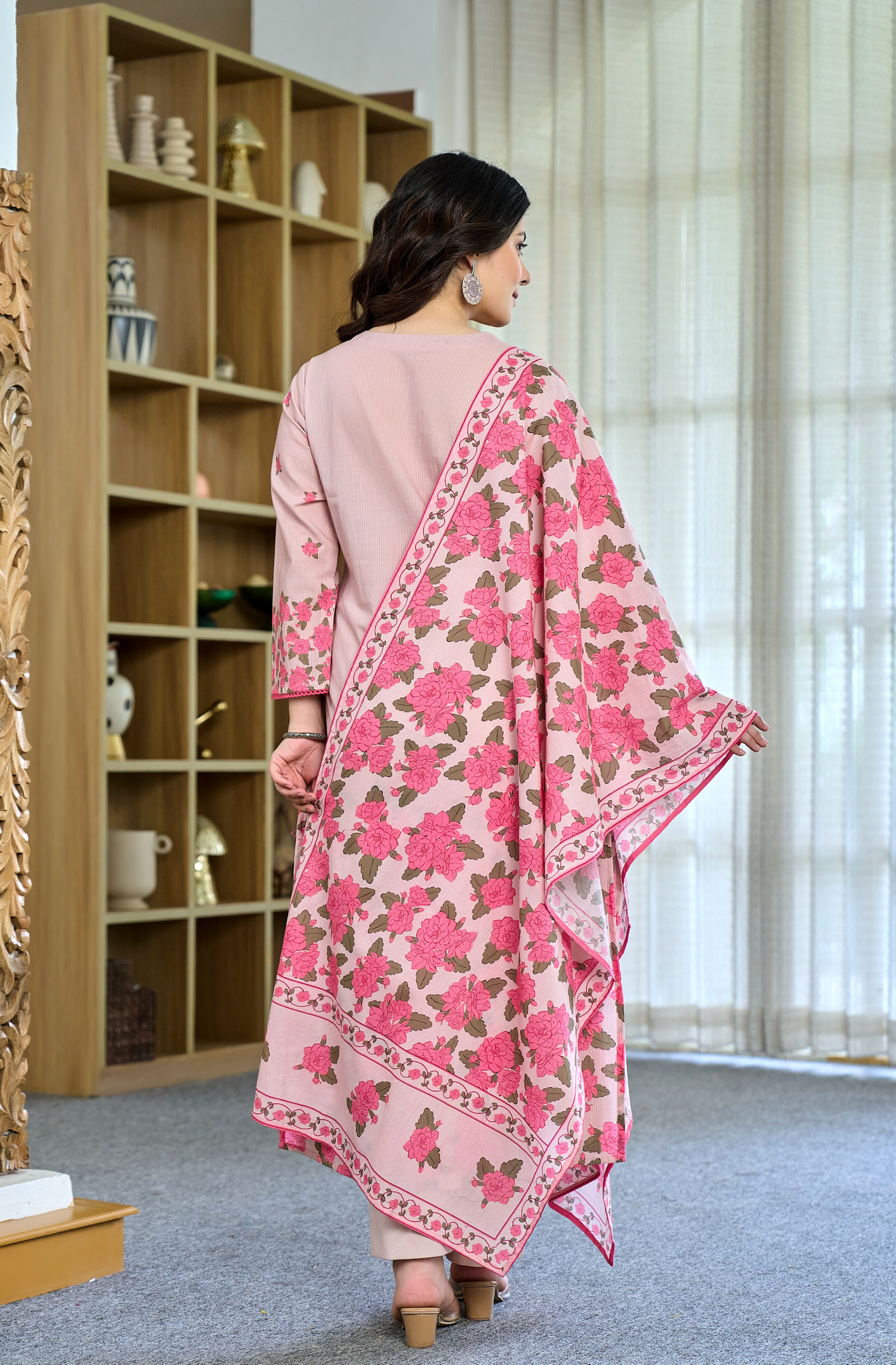 Peachy Elegance Cotton Suit Set