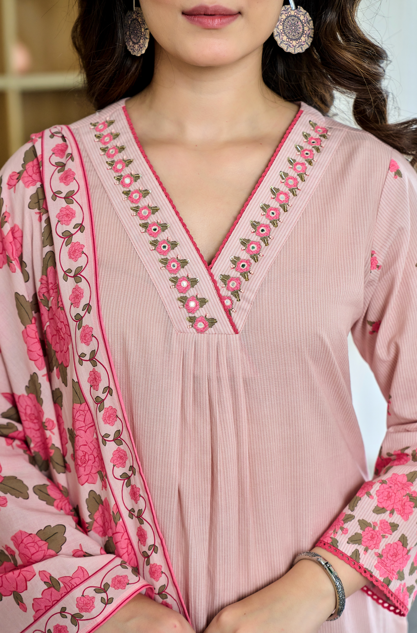 Peachy Elegance Cotton Suit Set