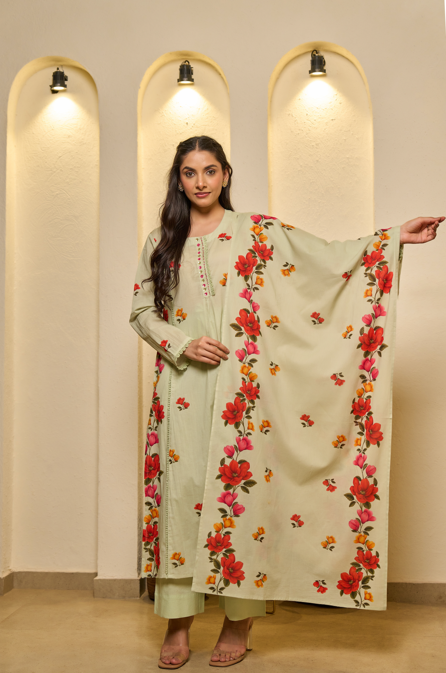 Fern Glow Cotton Suit Set