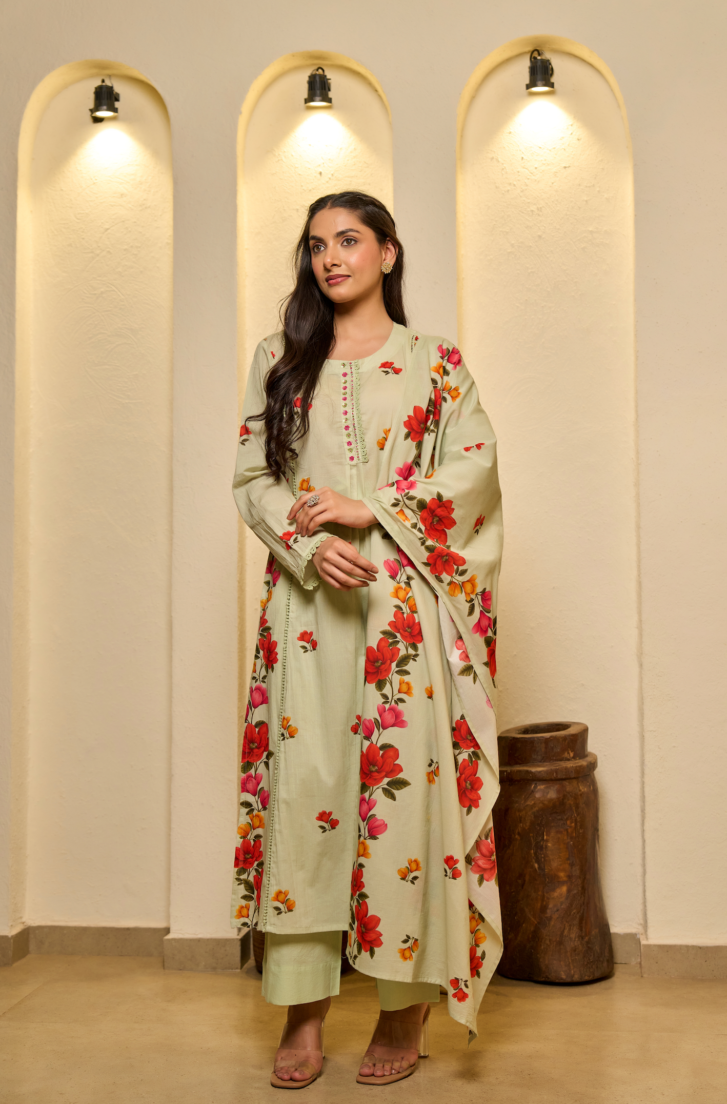 Fern Glow Cotton Suit Set