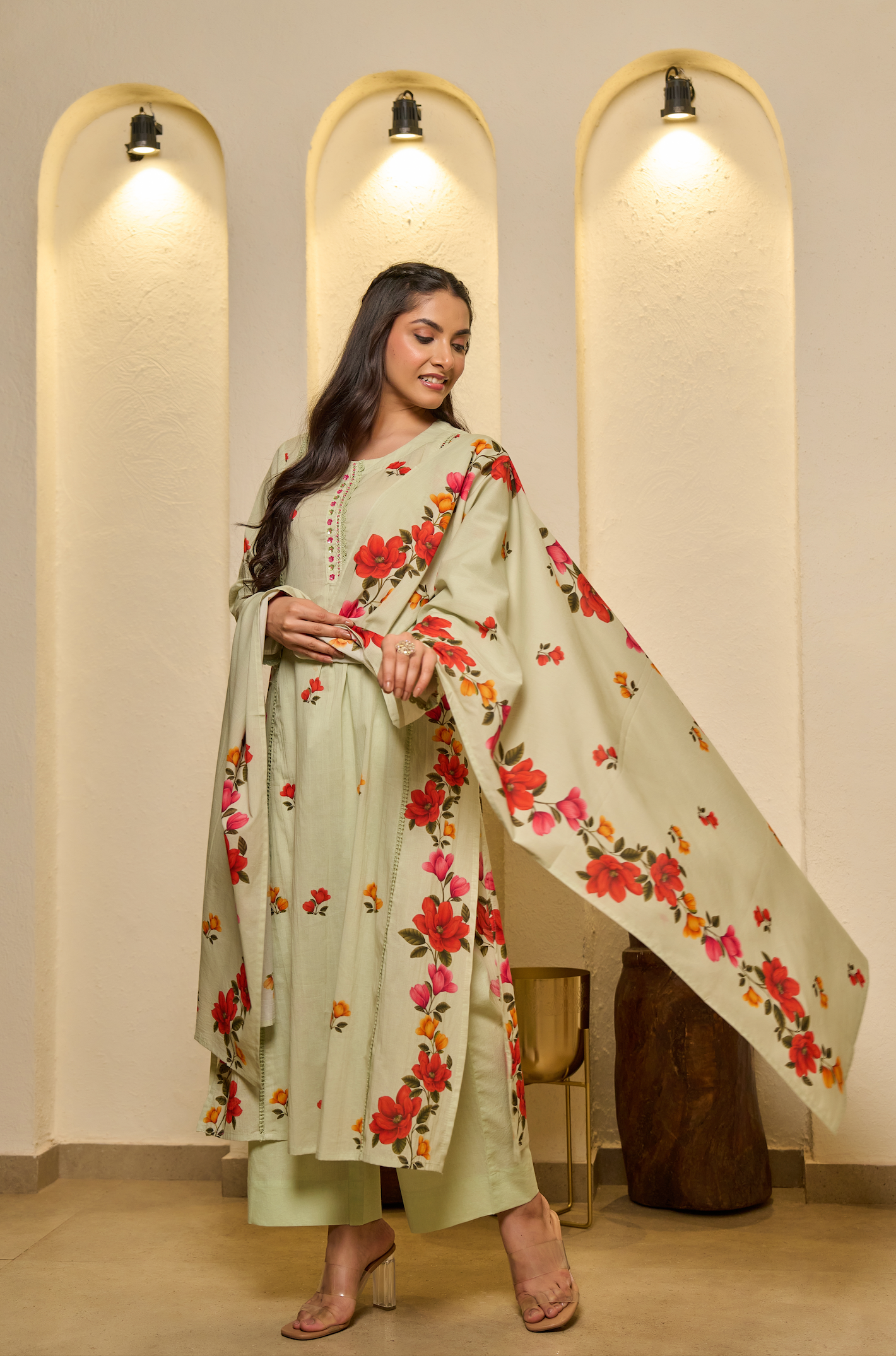 Fern Glow Cotton Suit Set