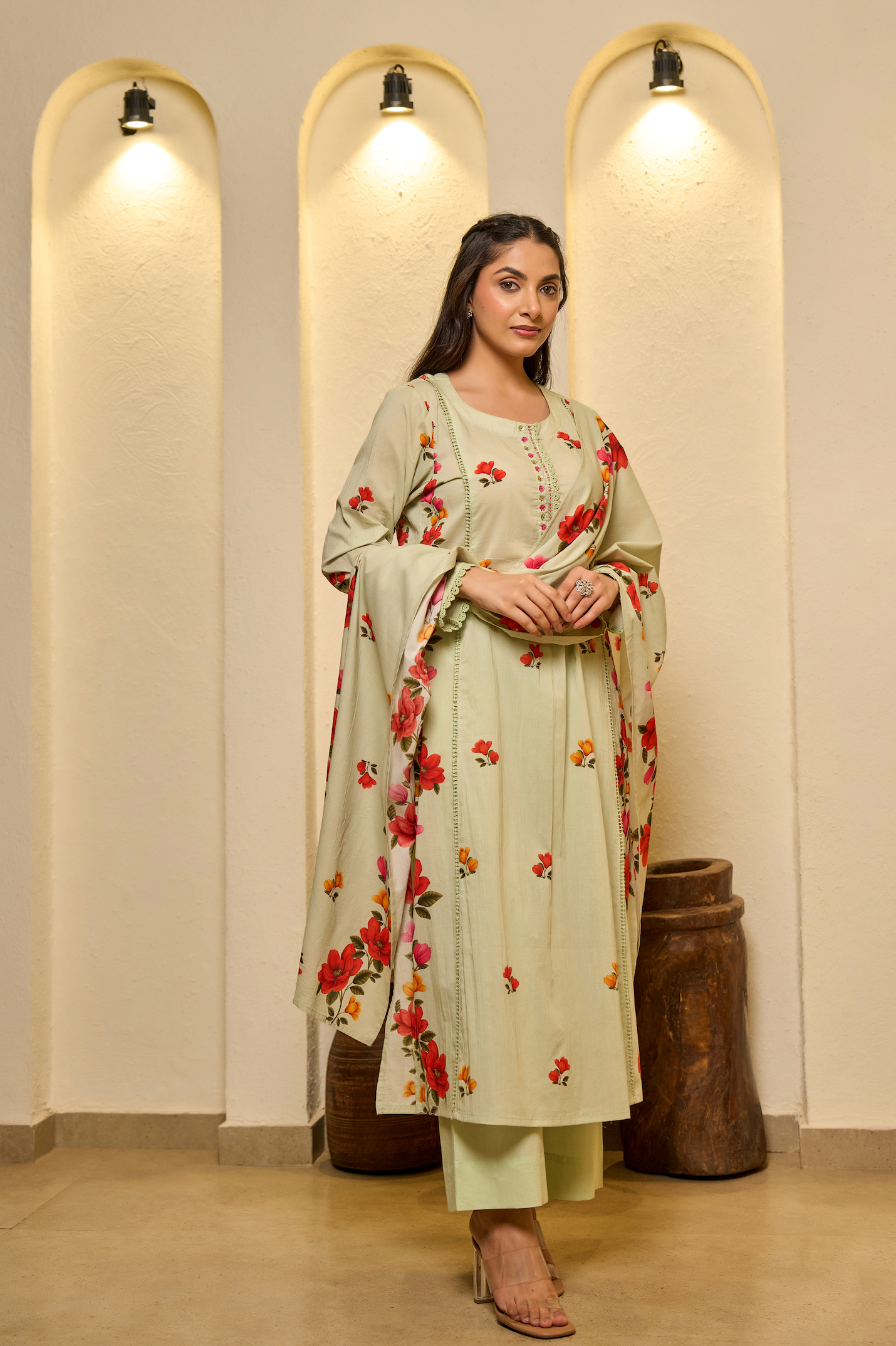 Fern Glow Cotton Suit Set
