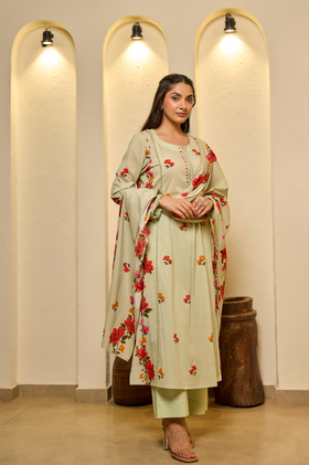 Fern Glow Cotton Suit Set