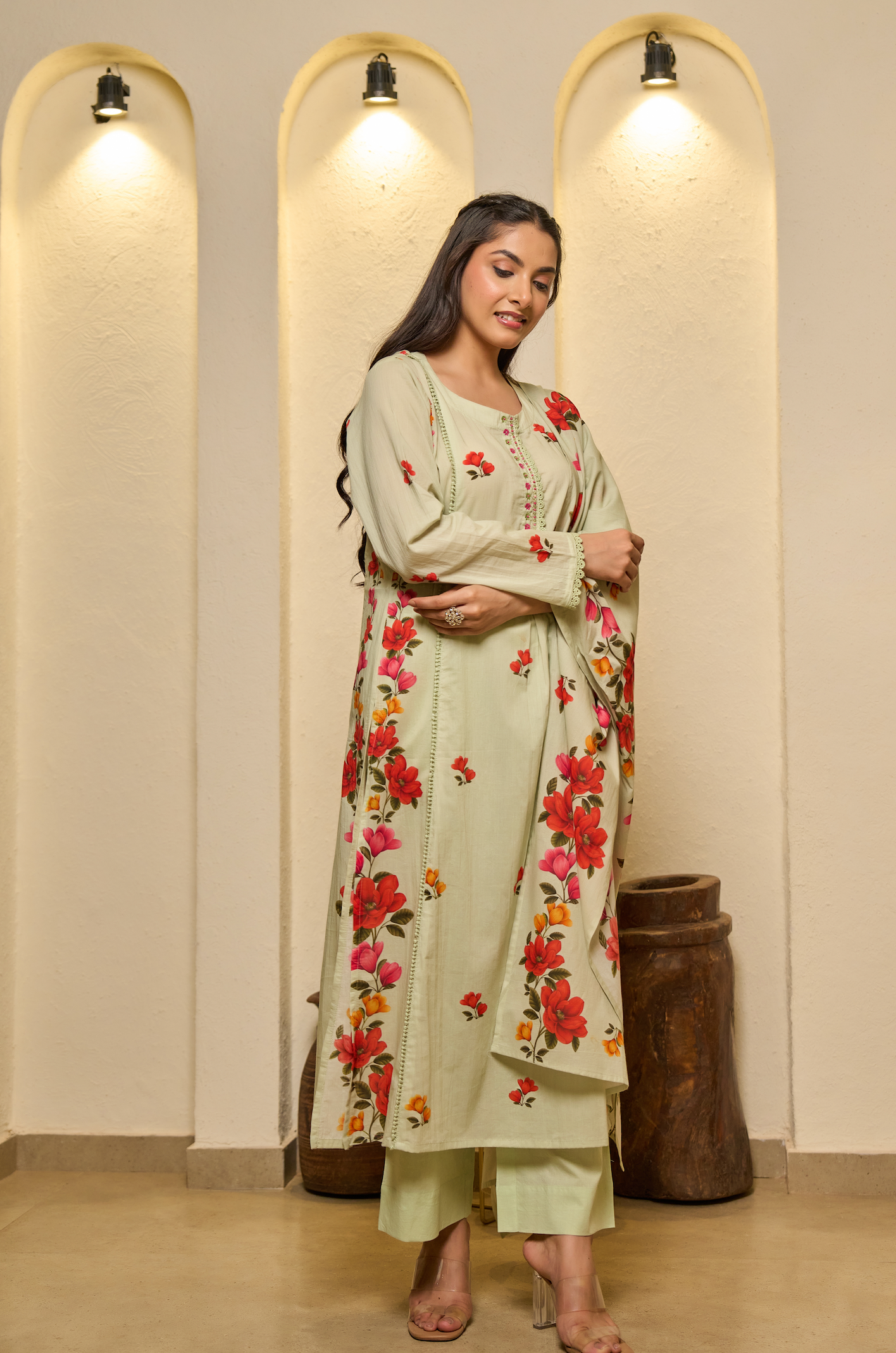 Fern Glow Cotton Suit Set