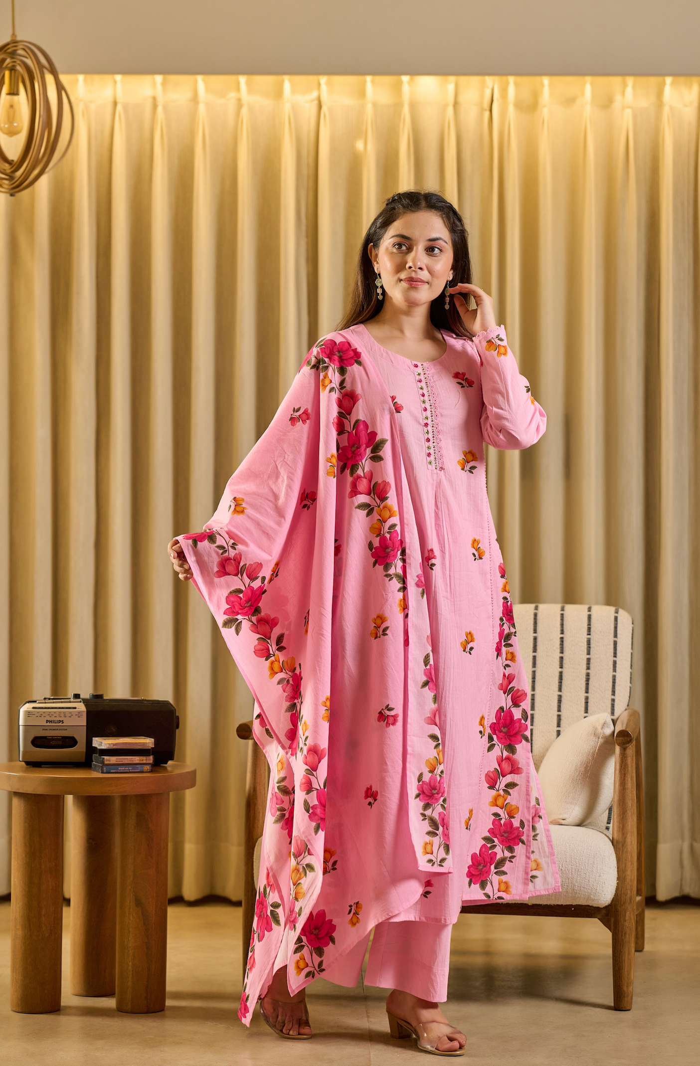 Pink Aura Cotton Suit Set