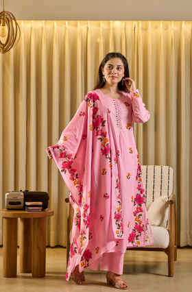 Pink Aura Cotton Suit Set