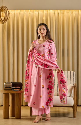 Pink Aura Cotton Suit Set