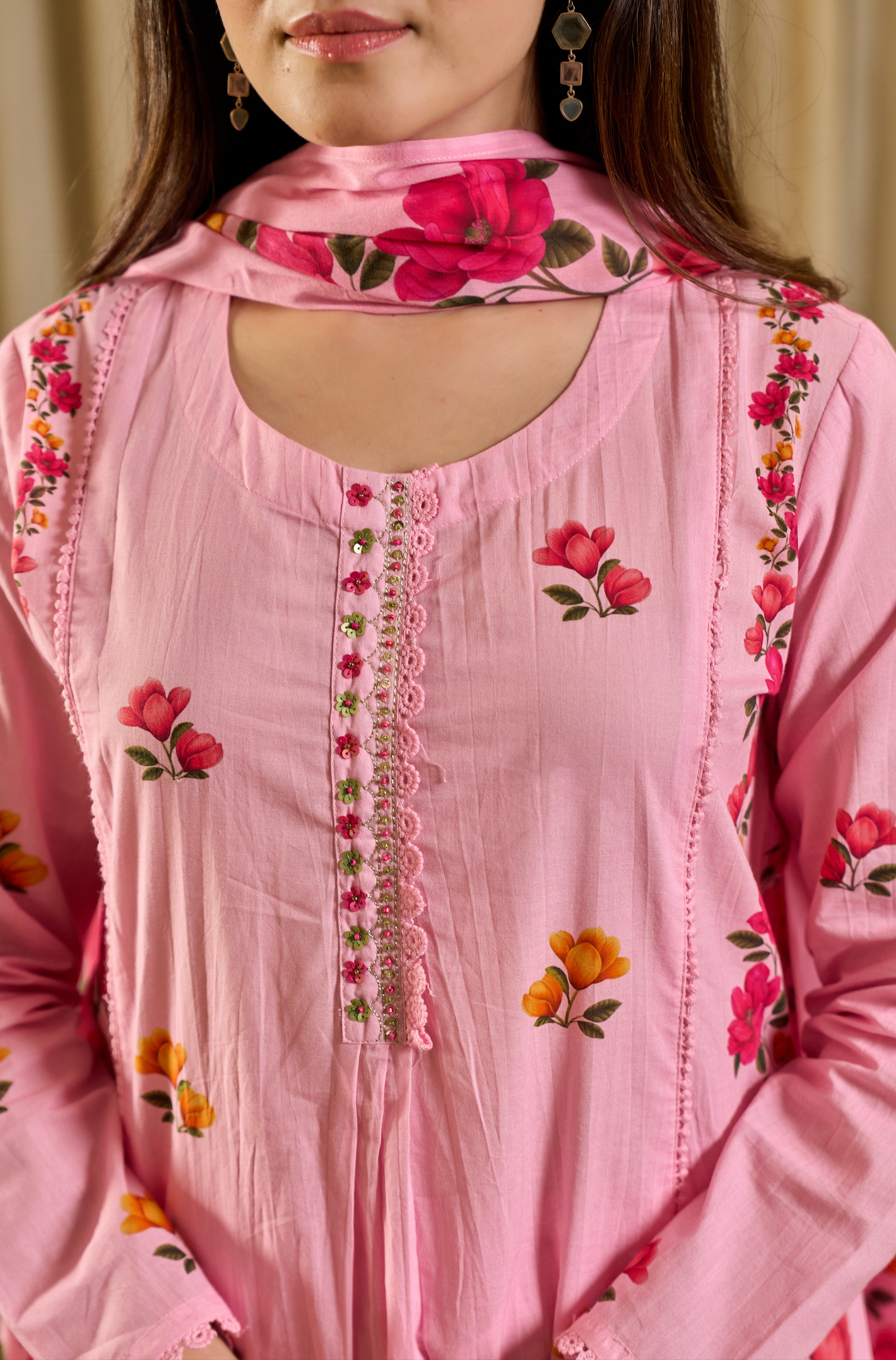 Pink Aura Cotton Suit Set