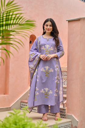 Lilac Bloom Cotton Suit Set