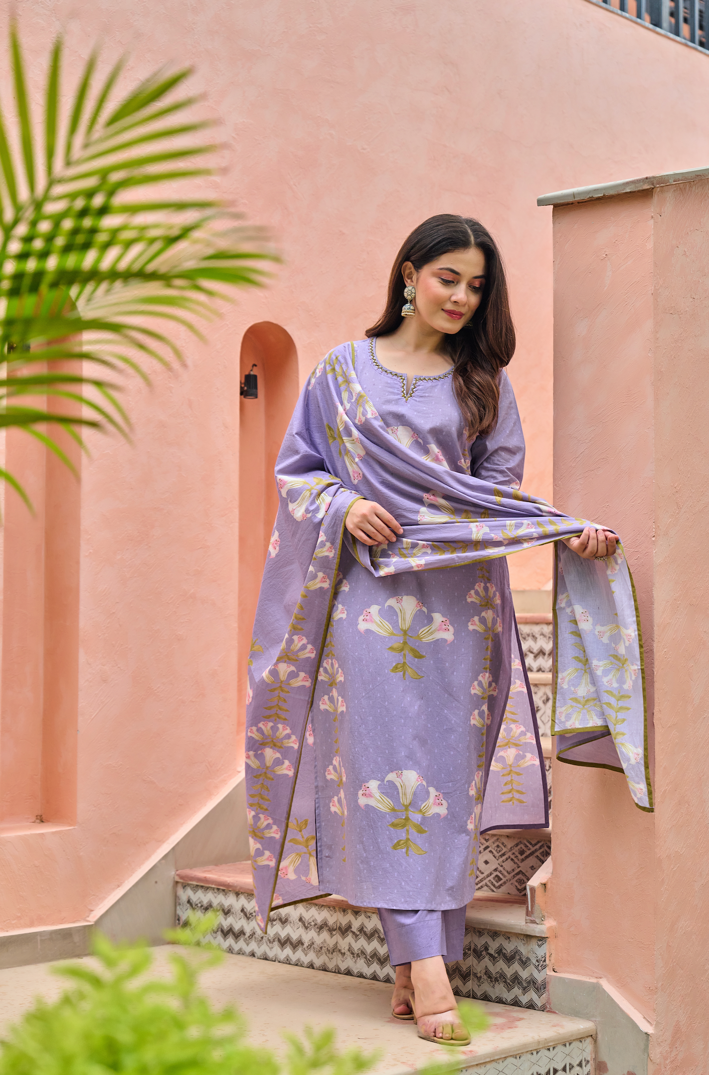 Lilac Bloom Cotton Suit Set