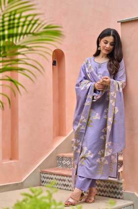 Lilac Bloom Cotton Suit Set