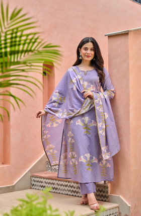 Lilac Bloom Cotton Suit Set