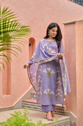 Lilac Bloom Cotton Suit Set