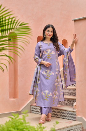 Lilac Bloom Cotton Suit Set