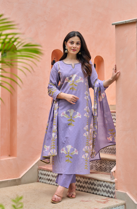 Lilac Bloom Cotton Suit Set