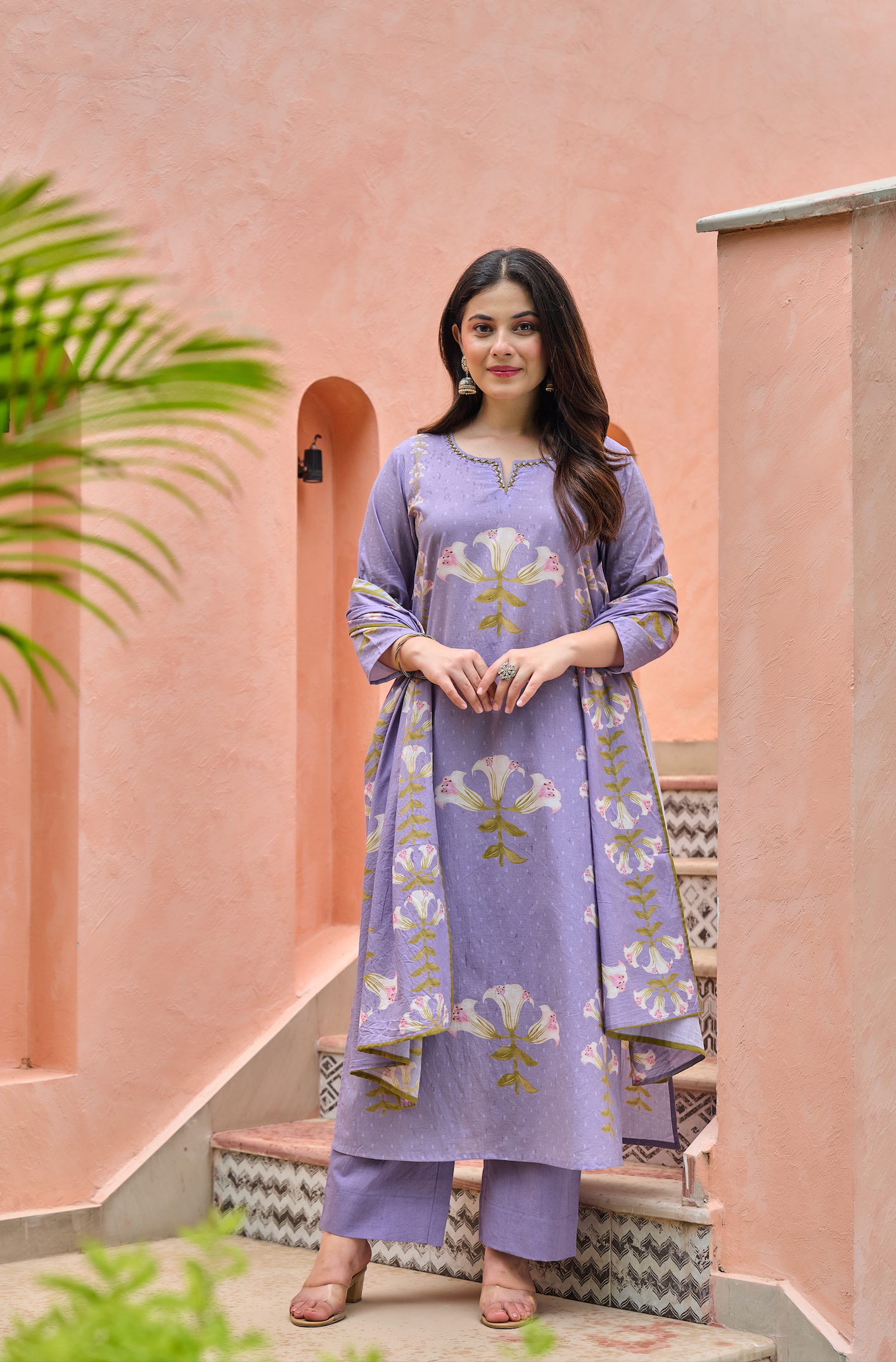 Lilac Bloom Cotton Suit Set