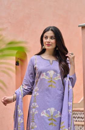 Lilac Bloom Cotton Suit Set
