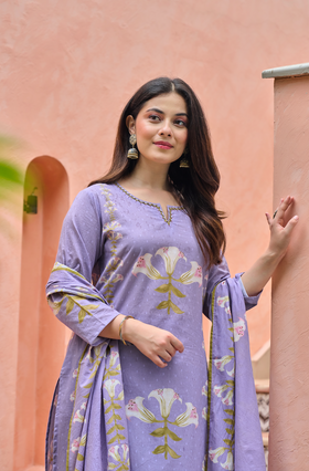 Lilac Bloom Cotton Suit Set