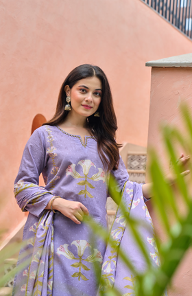 Lilac Bloom Cotton Suit Set