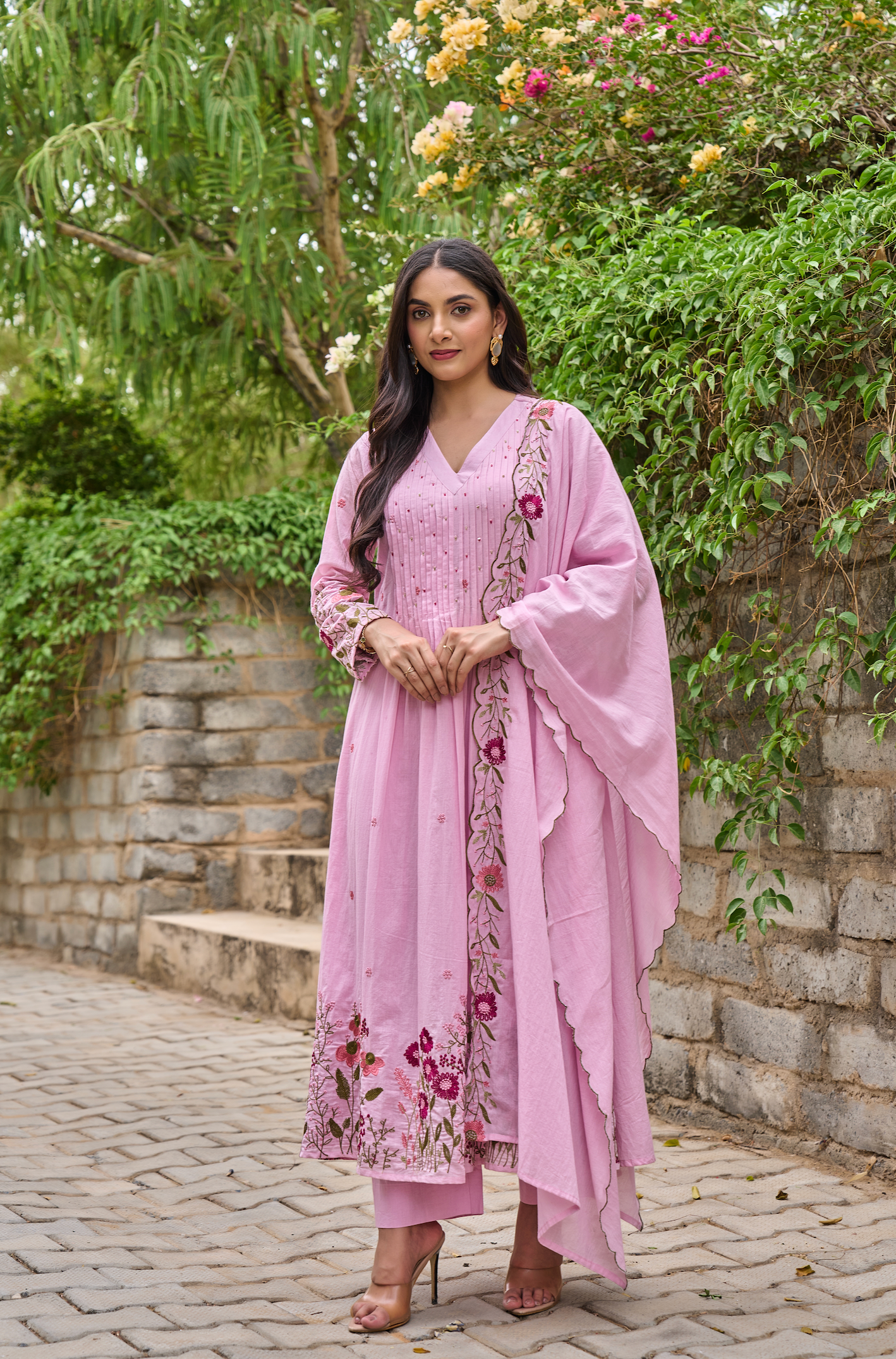 Rose Blossom Mul Cotton Suit Set