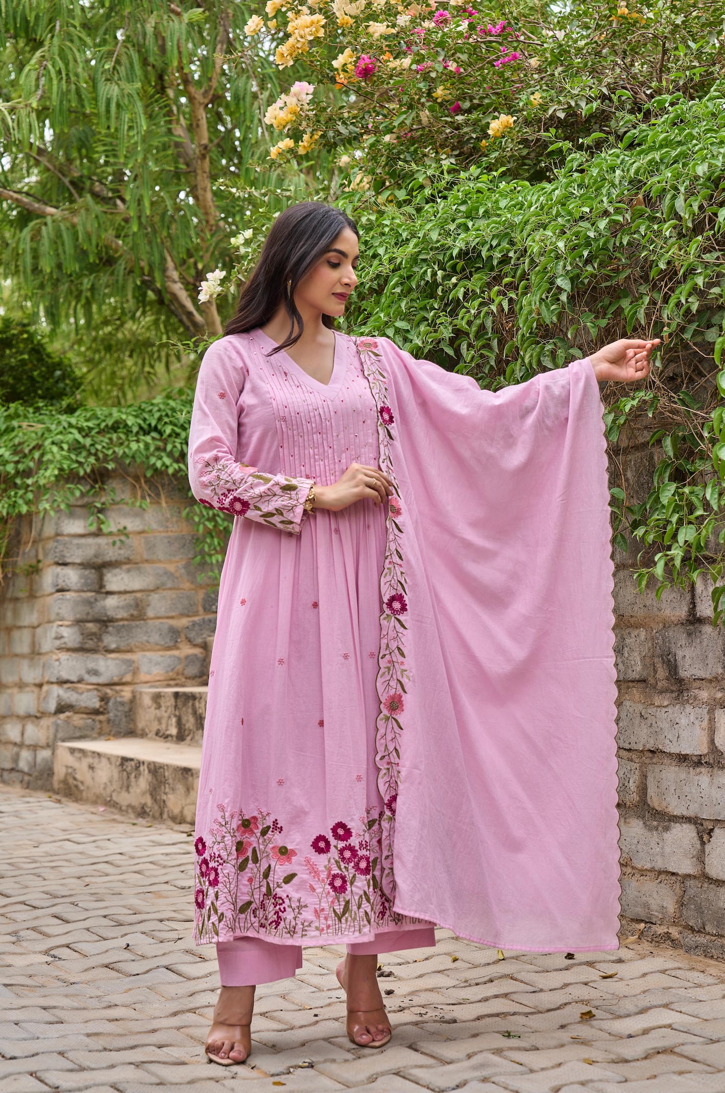 Rose Blossom Mul Cotton Suit Set