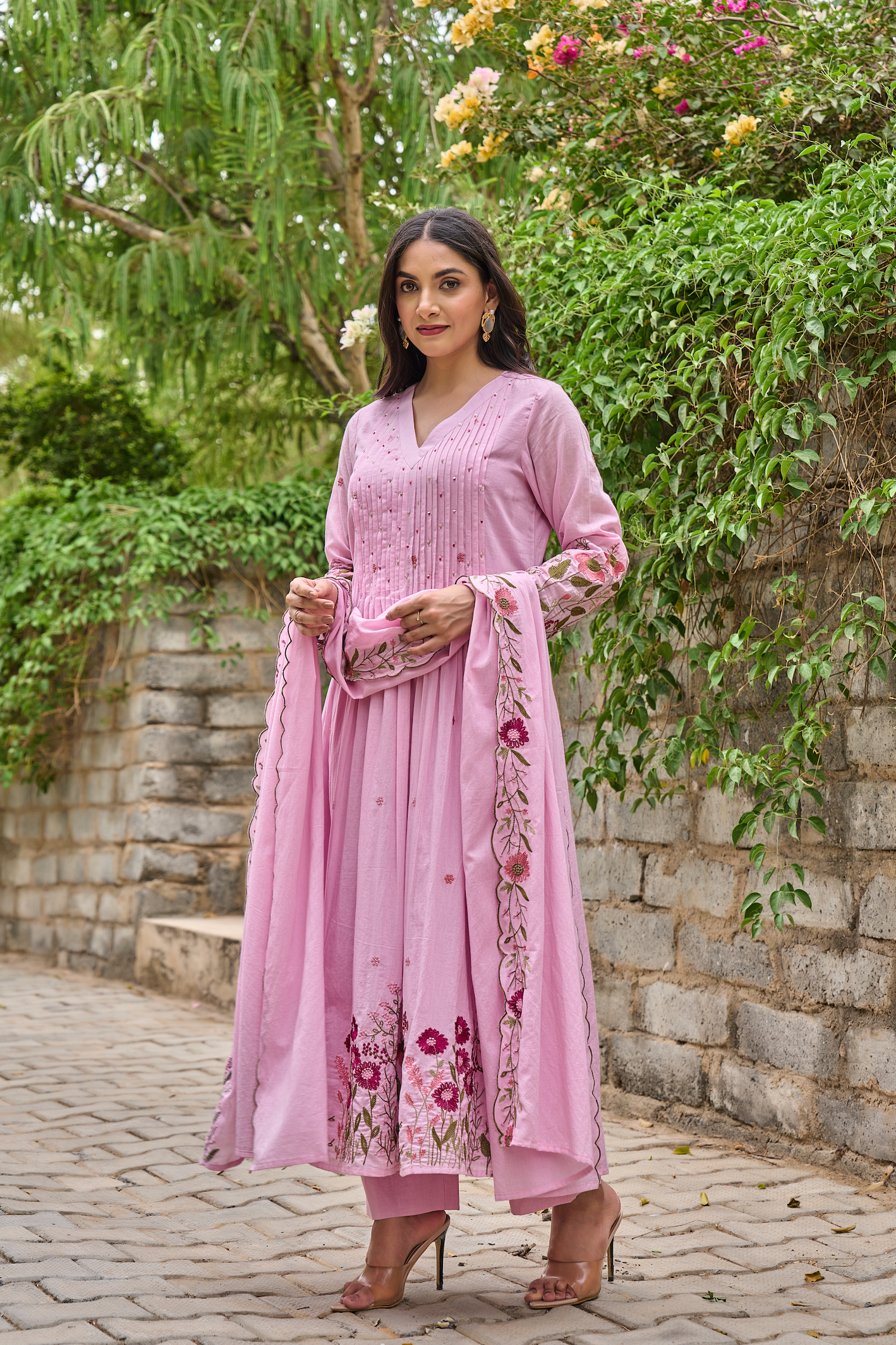 Rose Blossom Mul Cotton Suit Set