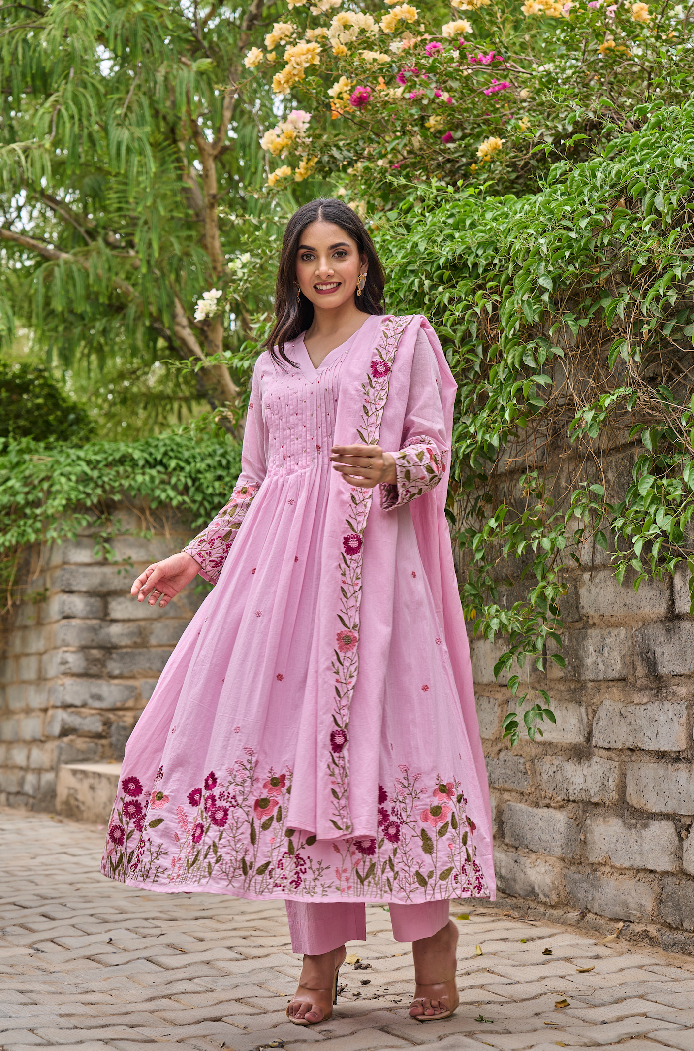 Rose Blossom Mul Cotton Suit Set