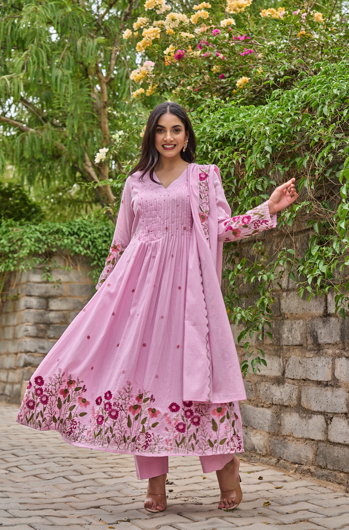 Rose Blossom Mul Cotton Suit Set