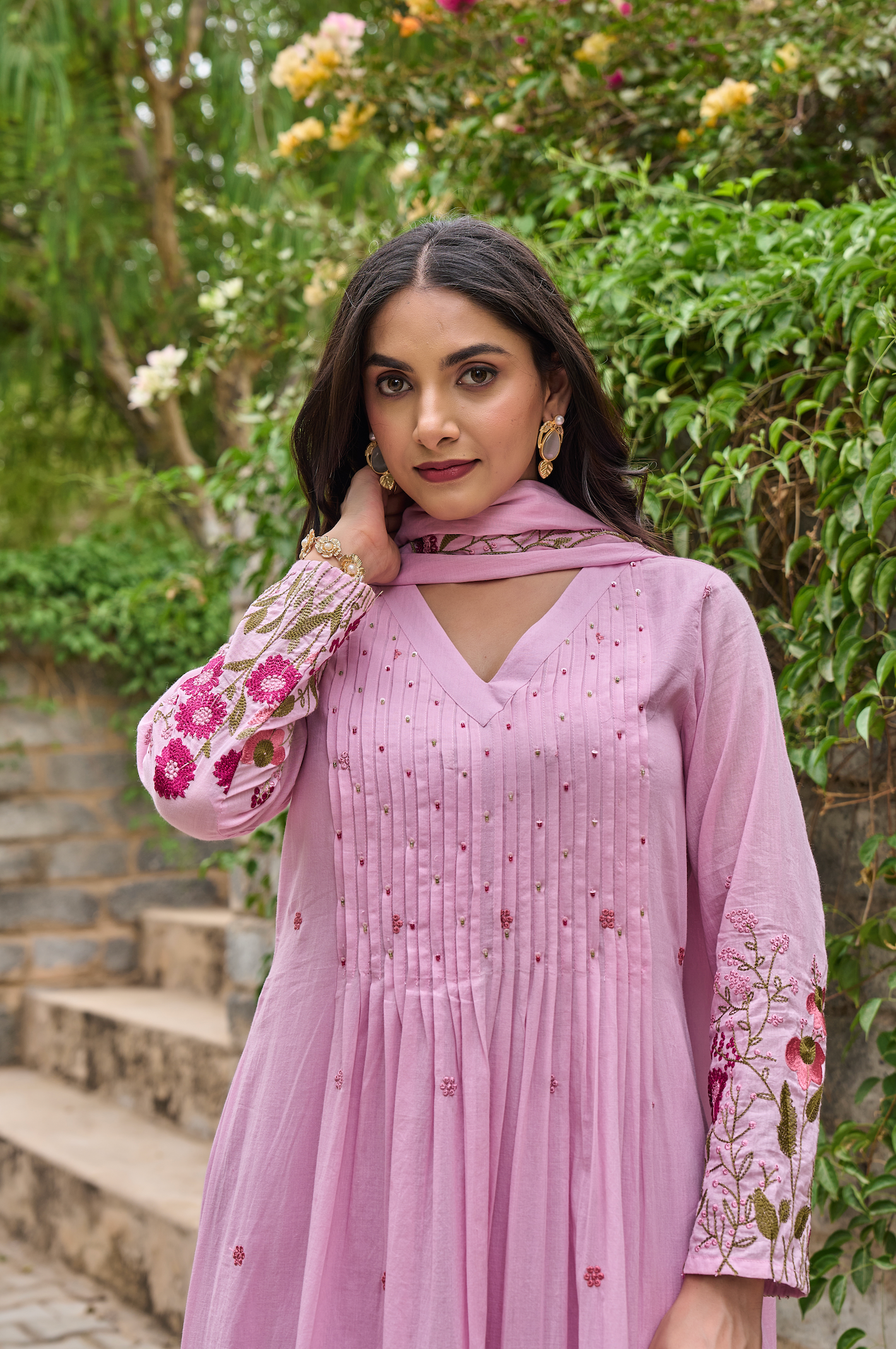 Rose Blossom Mul Cotton Suit Set