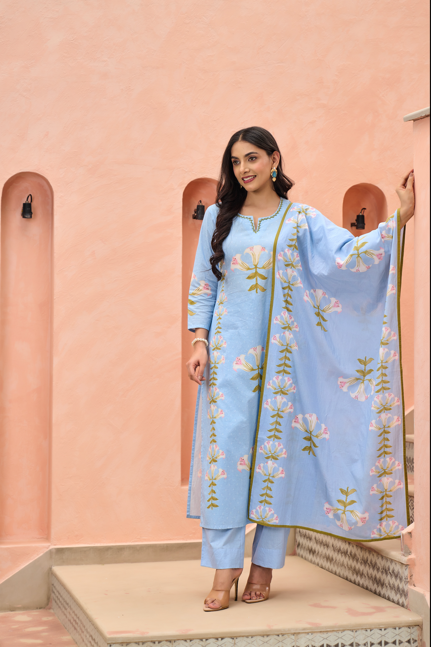Blue Blossom Cotton Suit Set