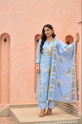 Blue Blossom Cotton Suit Set