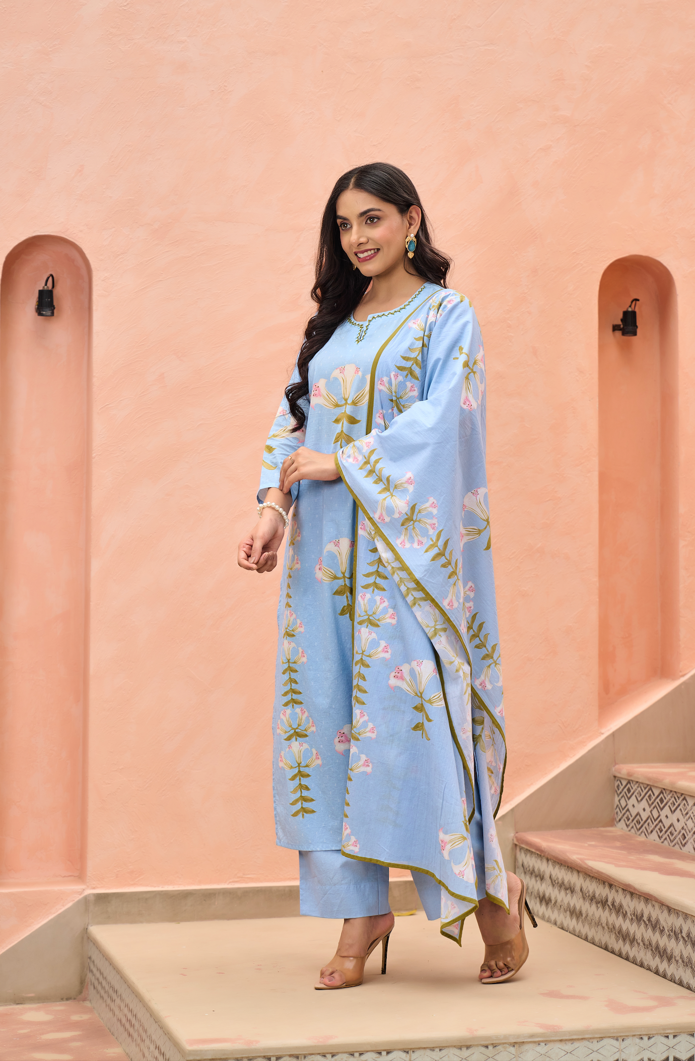 Blue Blossom Cotton Suit Set