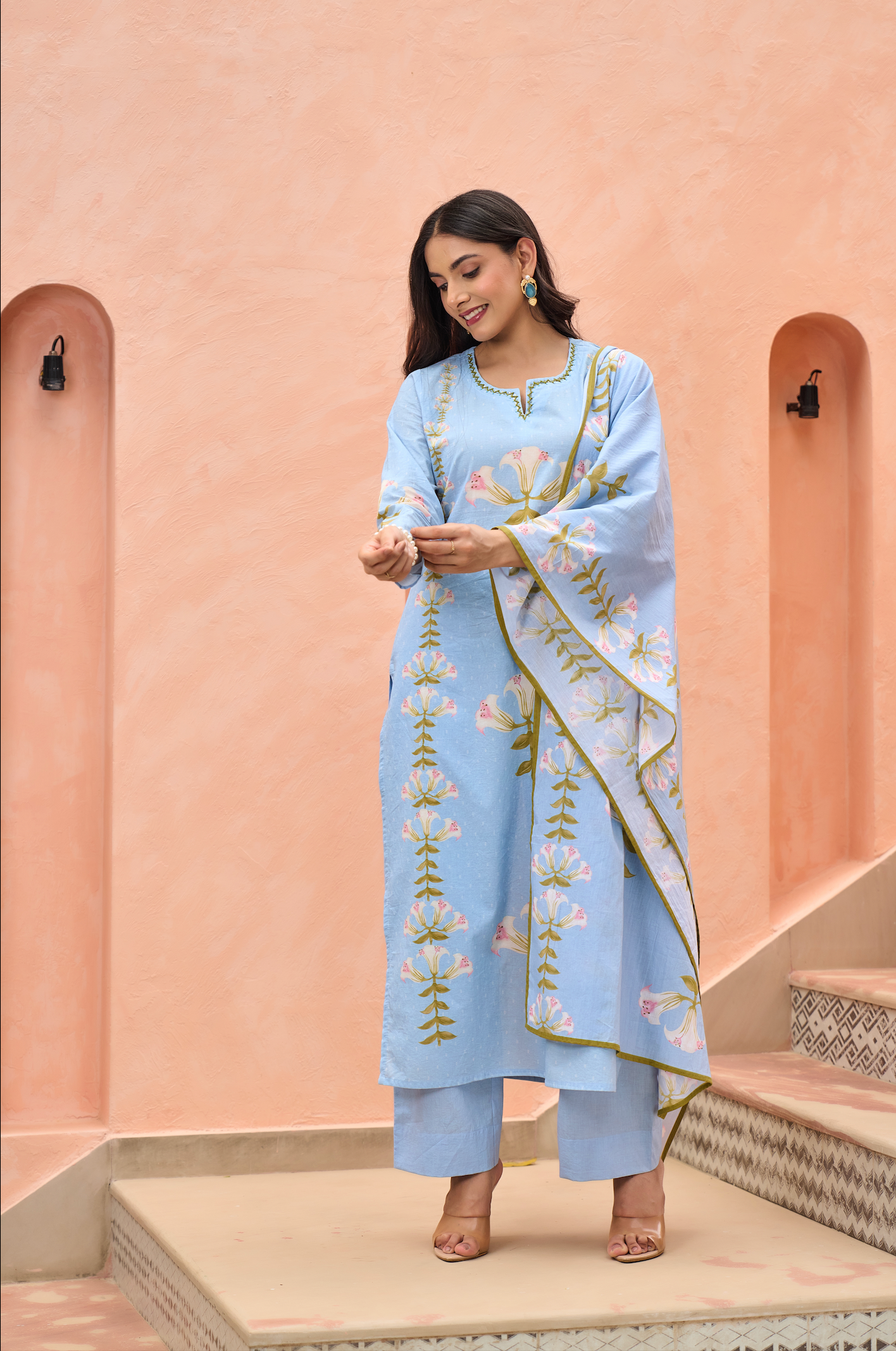Blue Blossom Cotton Suit Set