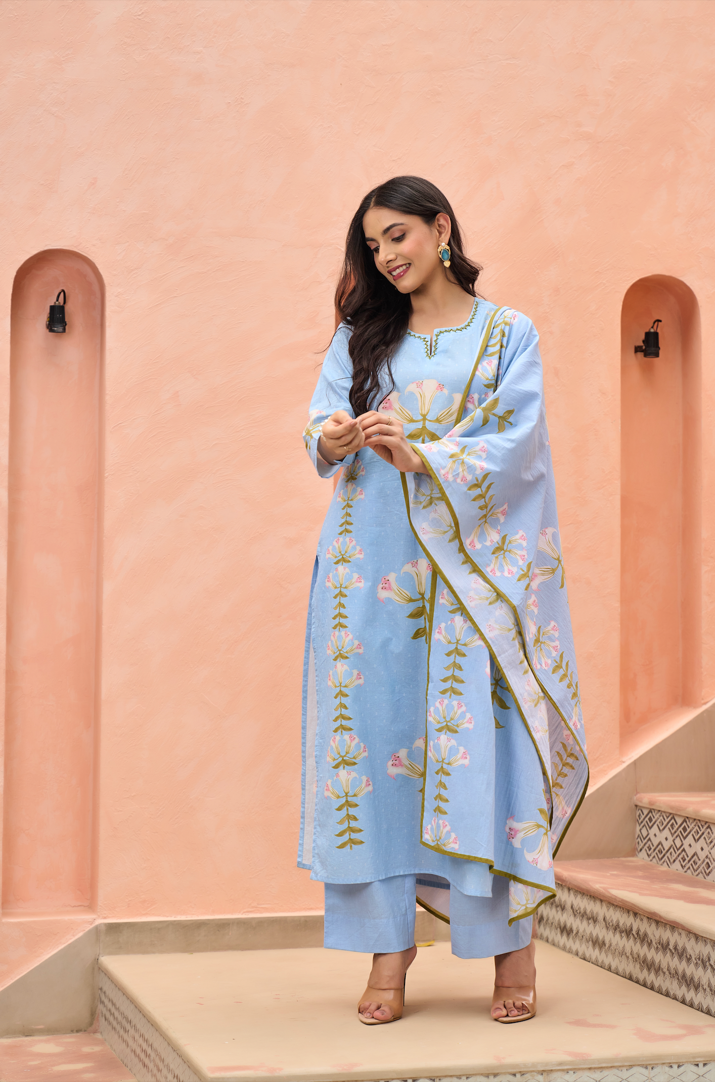 Blue Blossom Cotton Suit Set