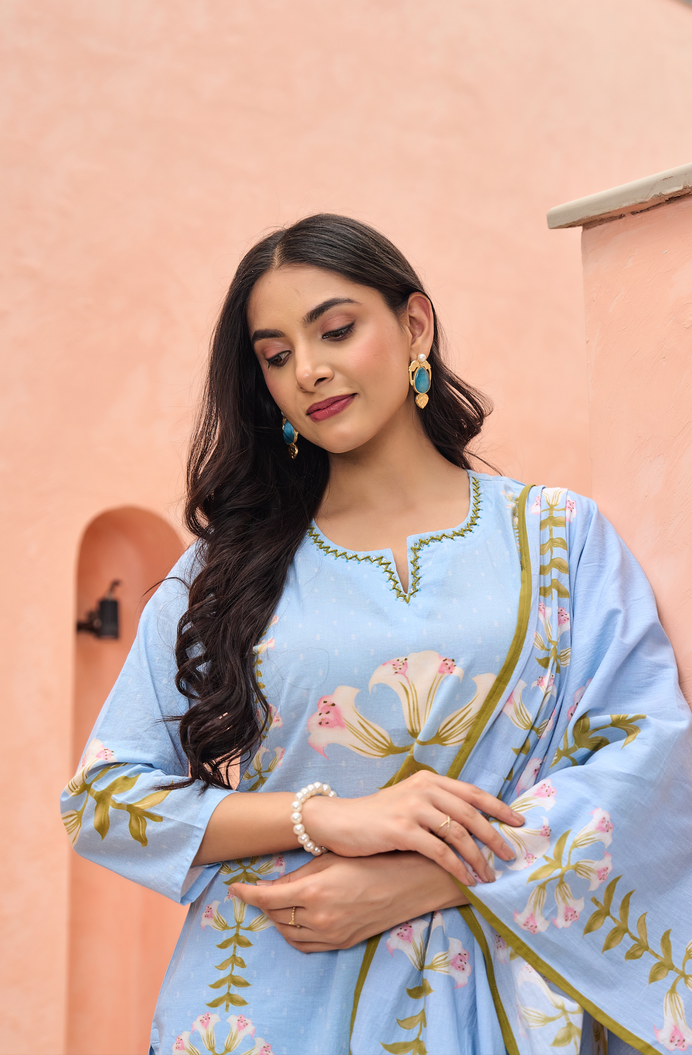 Blue Blossom Cotton Suit Set