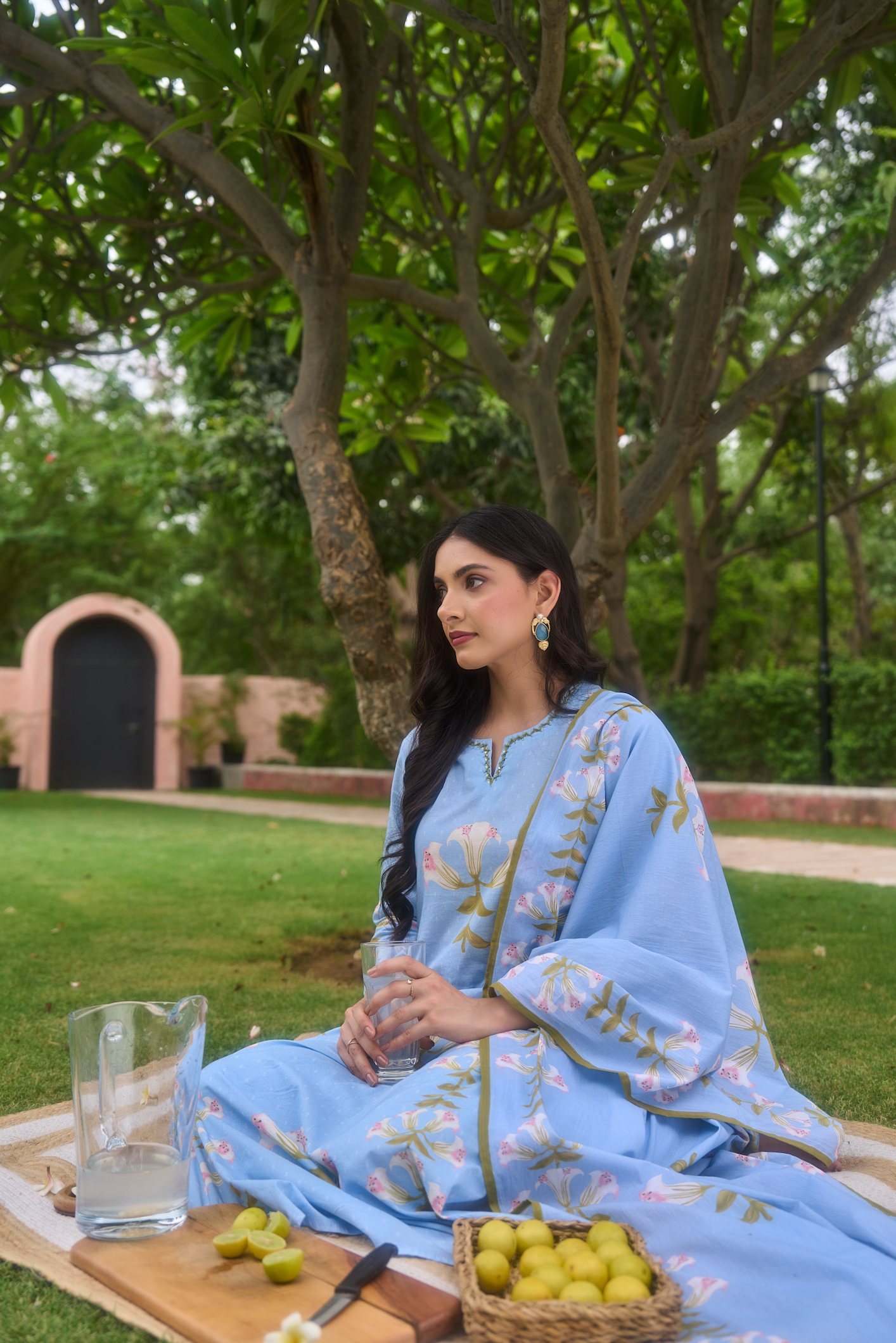 Blue Blossom Cotton Suit Set