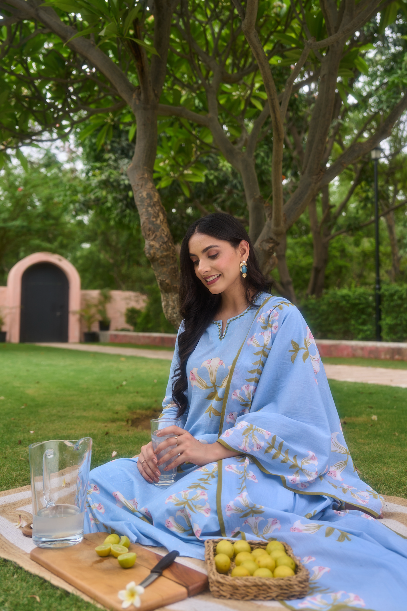 Blue Blossom Cotton Suit Set
