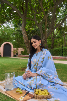 Blue Blossom Cotton Suit Set