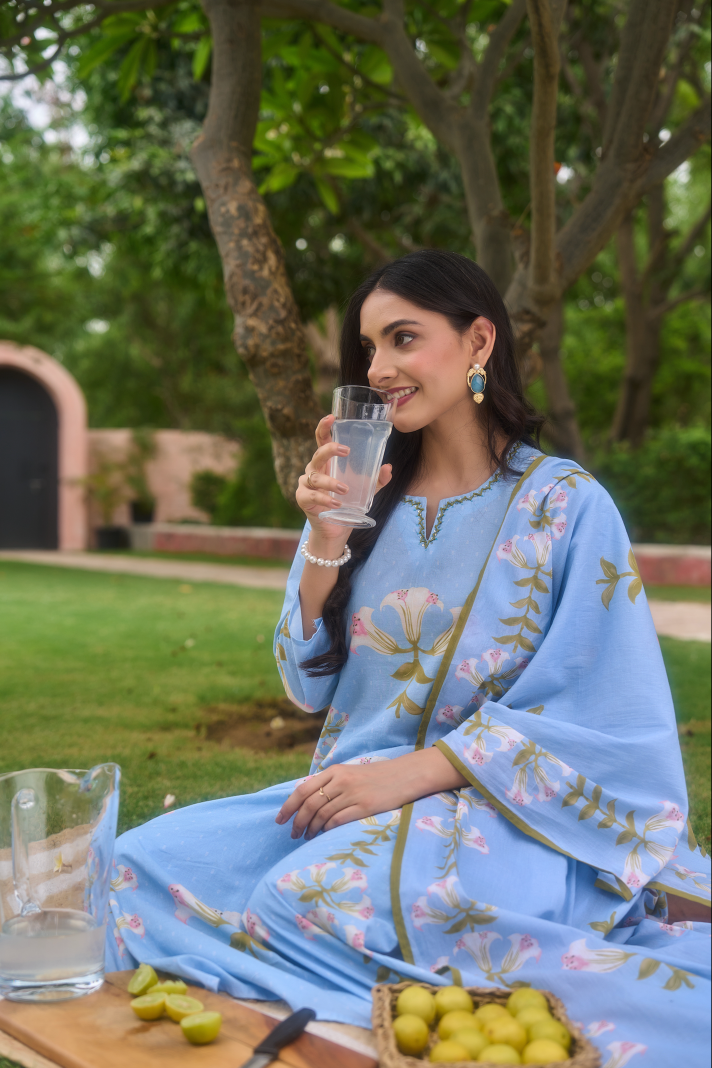 Blue Blossom Cotton Suit Set
