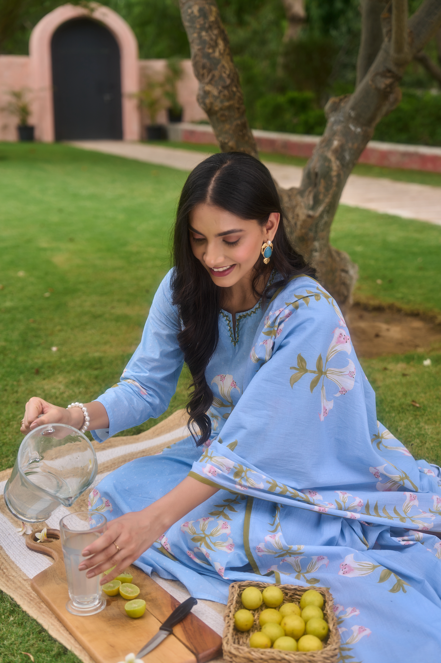 Blue Blossom Cotton Suit Set