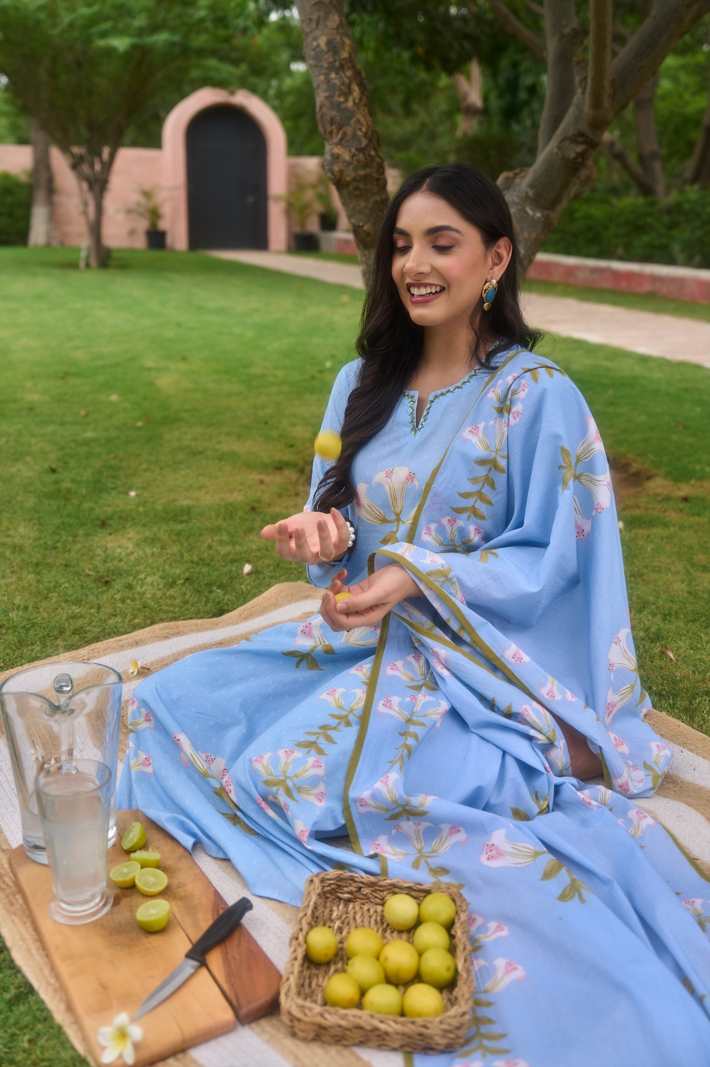 Blue Blossom Cotton Suit Set