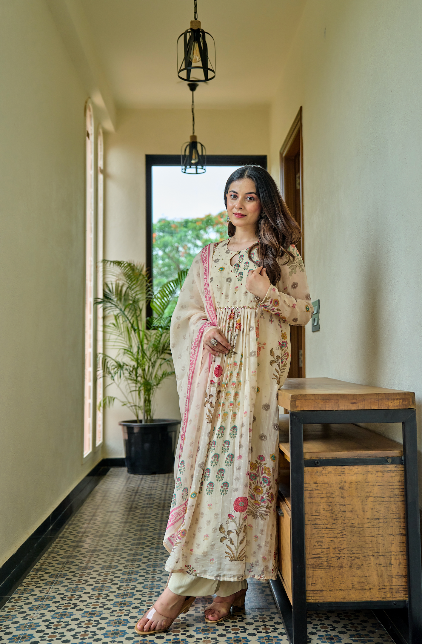 Ivory Meadow Flared Suit Set