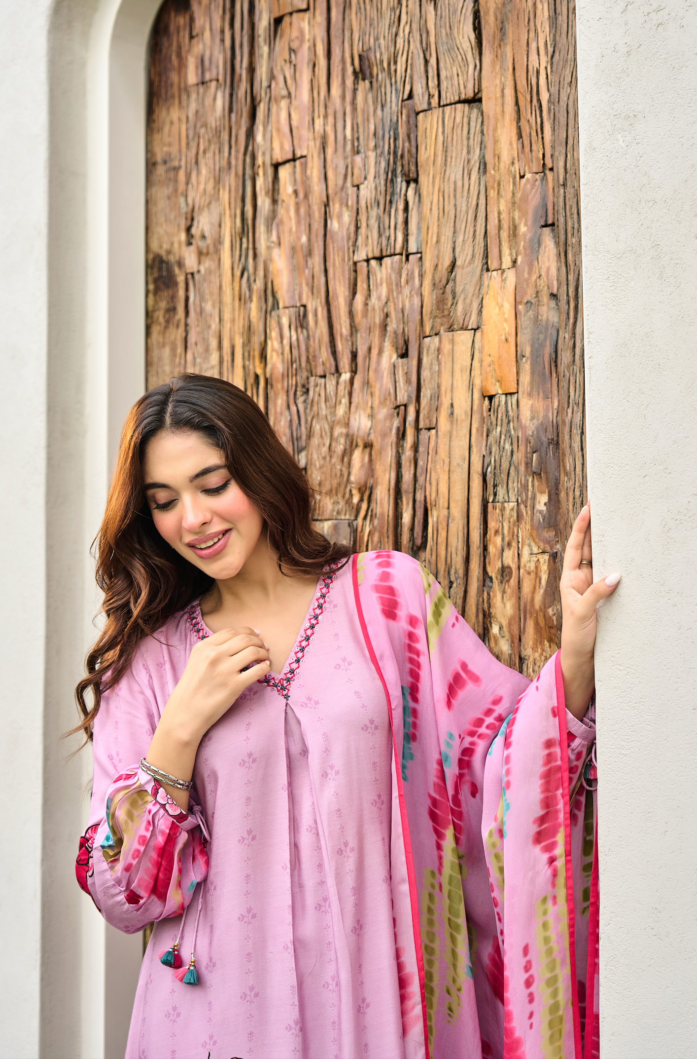 Rosé Bloom Muslin A-Line Suit Set