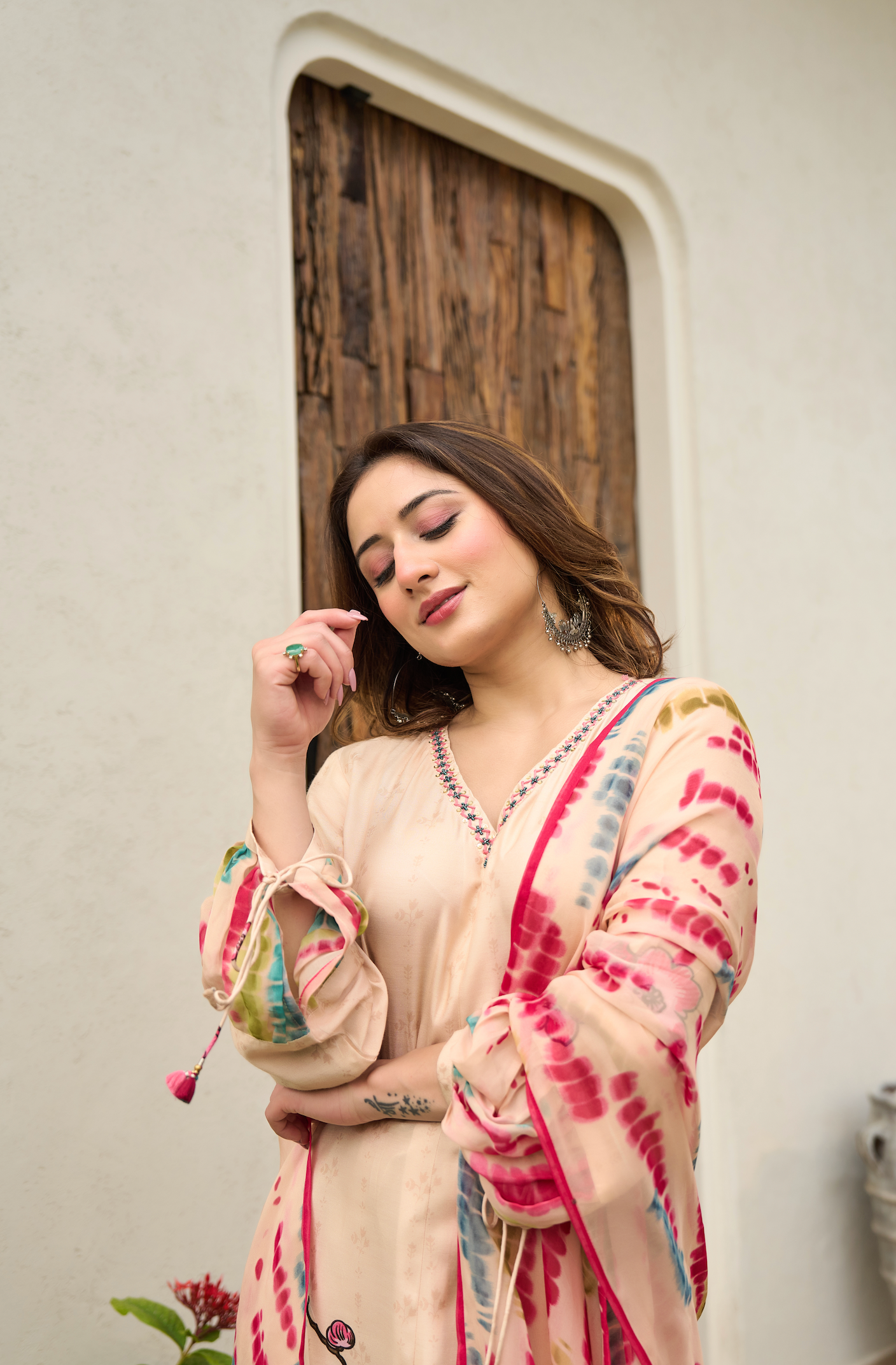 Blush Ivory Muslin A-Line Suit Set