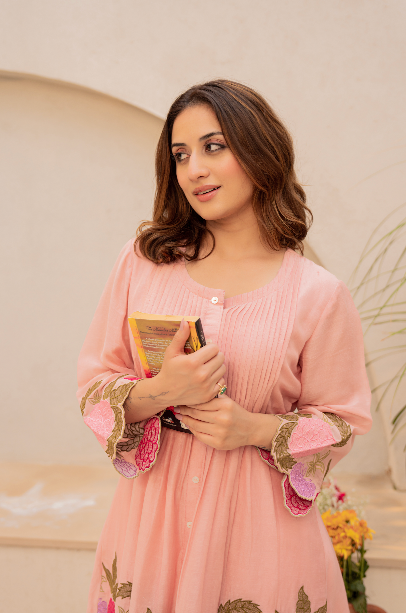 Peach Bloom Mul Chanderi Set