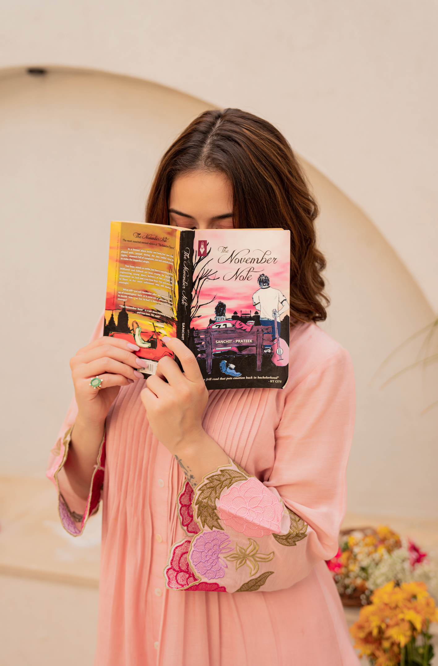 Peach Bloom Mul Chanderi Set