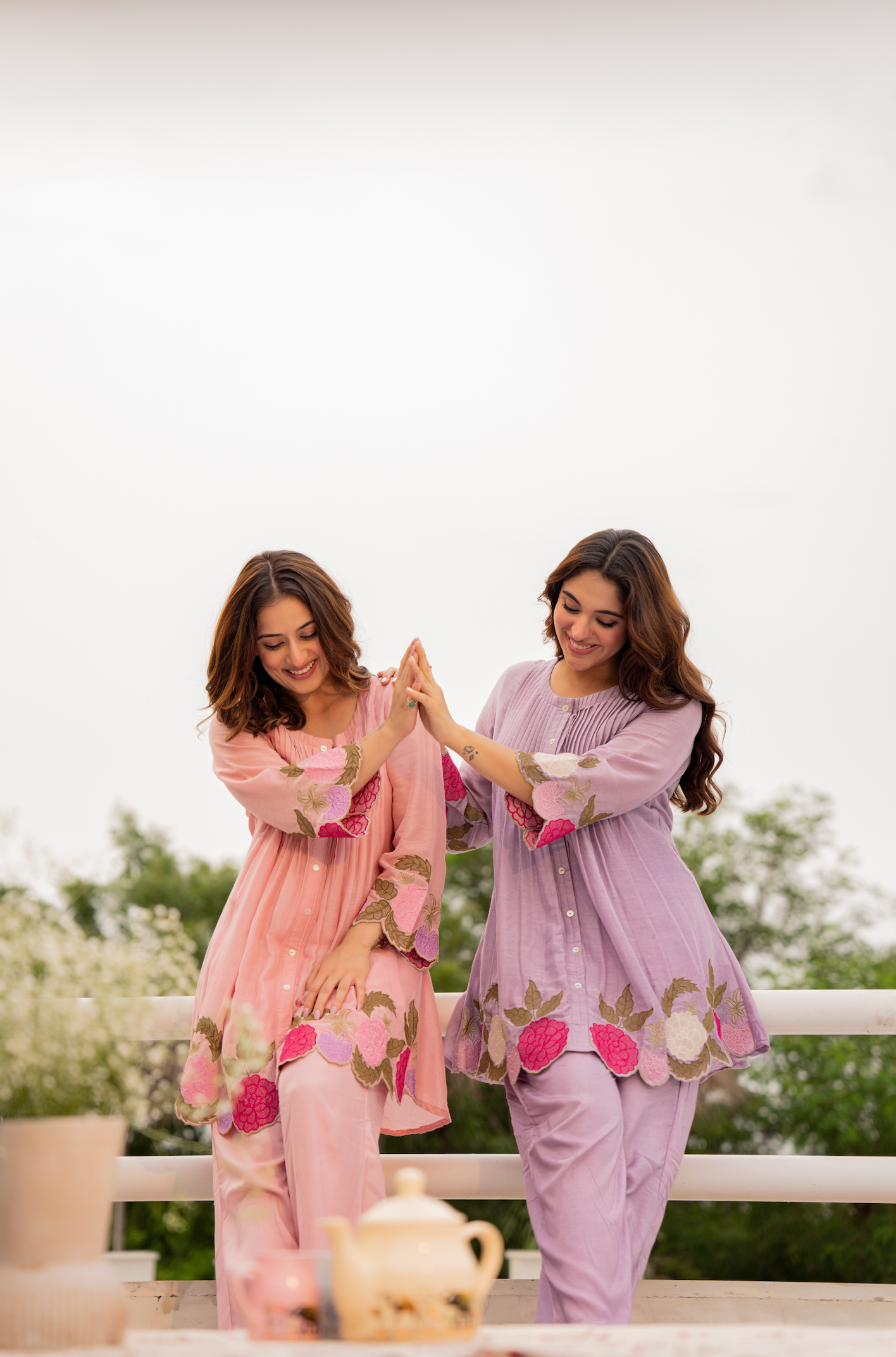 Peach Bloom Mul Chanderi Set