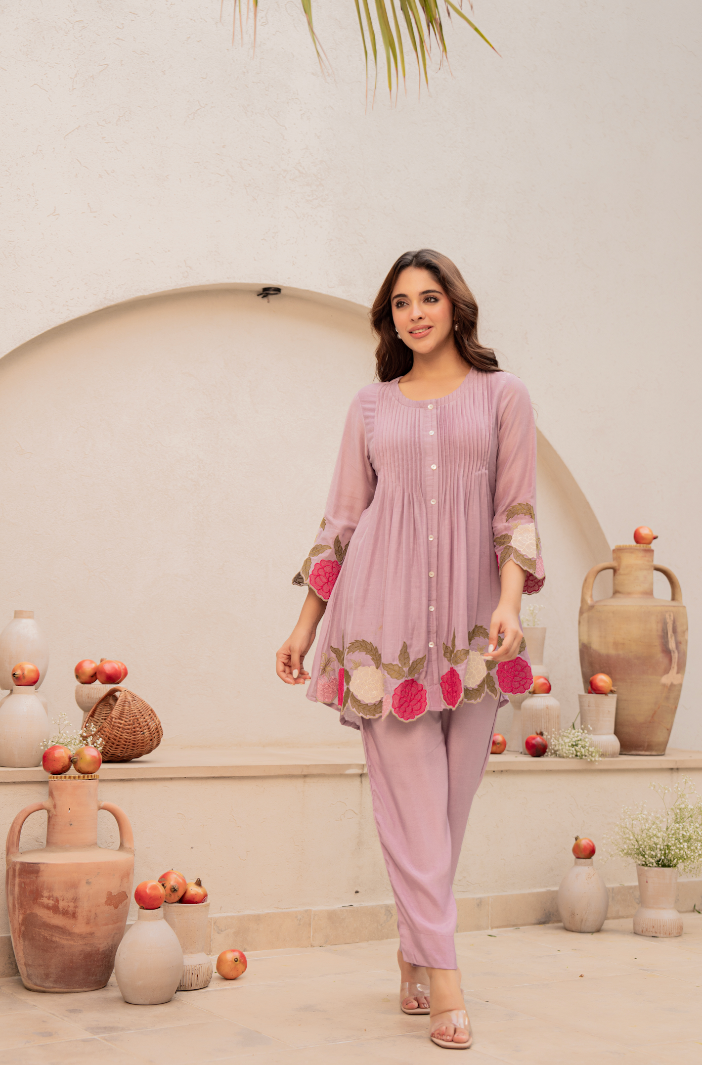 Blush Fern Mul Chanderi Set