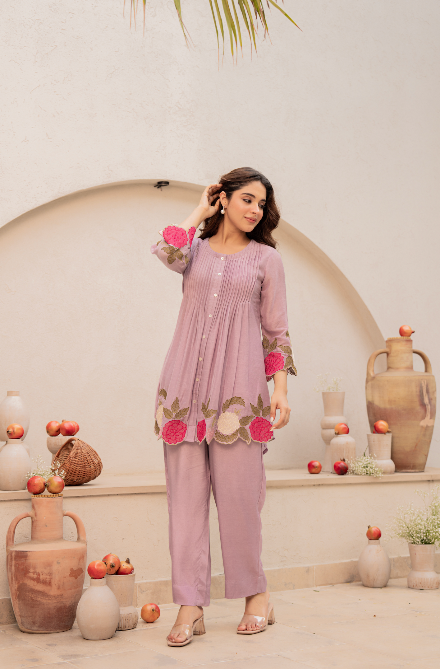 Blush Fern Mul Chanderi Set