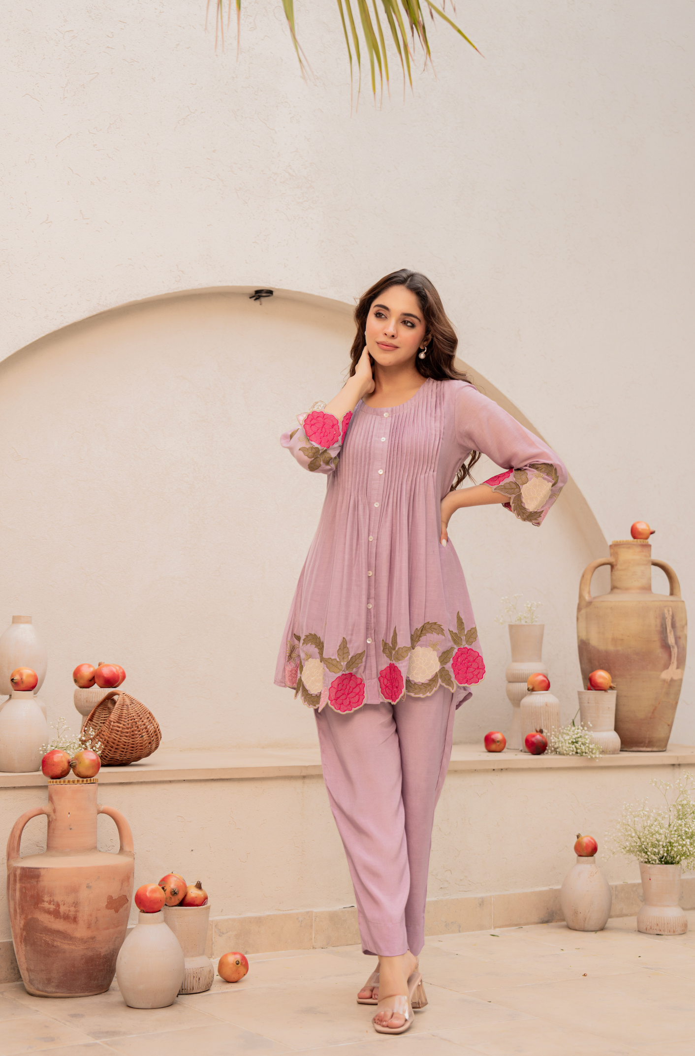 Blush Fern Mul Chanderi Set